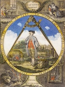 कम्पास सी के भीतर रखें। 1784 (हाथ से रंग की नक़्क़ाशी और नक्काशी)