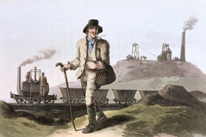 लीड्स, वेस्ट यॉर्कशायर, 1814 के पास मिडलटन कोलियरी में ब्लेंकिन्सॉप स्टीम लोकोमोटिव द्वारा रॉबर्ट हेवेल
