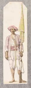टीपू सुल्तान का रॉकेट मैन (1750-99), c.1793-4 (कागज पर wc) द्वारा रॉबर्ट होन