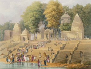 जे। विलिस और एच। मेलविले द्वारा रचित &39;सीन, कॉस्ट्यूम एंड आर्किटेक्चर ऑफ इंडिया&39; के वॉल्यूम I से एक सूटी या एक हिंडू विडो के विसर्जन की तैयारी, आरजी रीव, पब द्वारा उत्कीर्ण। स्मिथ द्वारा