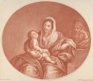 वर्जिन शिशु मसीह के साथ उसकी गोद में सो रही है, सेंट एलिजाबेथ दाईं ओर, एक..., 1776। द्वारा रॉबर्ट मेनेजोट
