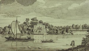 ट्विकेनहैम में मनाए गए मिस्टर पोप हाउस का दृश्य, c.1750 (उत्कीर्णन) द्वारा रॉबर्ट सेयर
