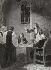 प्रिवी काउंसिल, 1688 के पहले बिशप, जॉर्ज नोबल द्वारा उत्कीर्ण, डेविड ह्यूम के &39;द हिस्ट्री ऑफ़ इंग्लैंड&39;, पब से दृष्टांत आर। बाउयर, लंदन, 1812 द्वारा द्वारा रॉबर्ट स्मिर्के