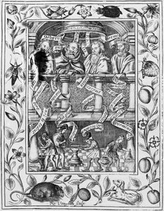 महान रसायनविदों ने थिएट्रम केमिकम ब्रिटानिकम, 1652 से प्रयोगशाला में काम करने की प्रेरणा दी
