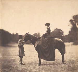 घोड़े पर सवार महिला, 1850 का दशक।