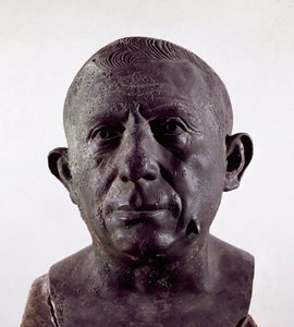 लुसियस लुकुंडस, पोम्पी के बैंकर (कांस्य बस्ट, c.20-62 AD) द्वारा उपन्यास