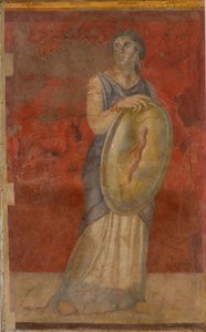 एक ढाल पकड़े महिला खड़ी है, c.50–40 ई.पू.