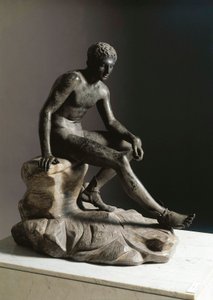 लिसिप्पे द्वारा ग्रीक मूल के बाद बाकी हर्मीस रोमन कांस्य मूर्तिकला। Ercolano (Herculaneum) मंद से। 105 सेमी नेपल्स, म्यूजियो आर्कियोलॉजिको नाजियोनेल द्वारा रोमन रोमन