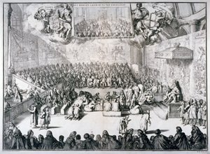 'इंग्लैंड का उच्च और निचला सदन', 1689 द्वारा रोमिन डे हुगहे
