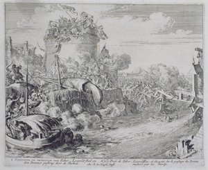 वियना प्रिंट साइकिल, लियोपोल्डेस्टेड के बाहरी इलाके में 1683 में टबर द्वीप पर विजय प्राप्त करना द्वारा रोमिन डे हुगहे