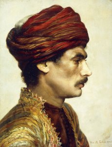 एक लाल पगड़ी में एक आदमी का प्रोफाइल पोर्ट्रेट, 1882