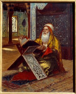डेस्क कुरान पढ़ने वाला एक इमाम। रूडोल्फ (या रूडोल्फ) अर्न्स्ट (1854-1932) द्वारा पेंटिंग 19 वीं सदी के नैनटेस, मुसी डेस बीक्स आर्ट्स द्वारा रूडोल्फ अर्न्स्ट
