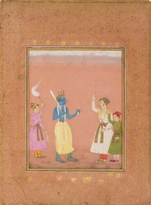 राजकुमारों द्वारा अभिवादन किया गया एक नायक, संगीत विधा कणाद रागिनी, c1680 को दर्शाता है द्वारा रुकनुद्दीन