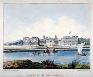आइल ऑफ डॉग्स, लंदन से ग्रीनविच अस्पताल का दृश्य, c1800 द्वारा एस मालगो