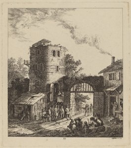 सिटी गेट पर ग्रामीणों ने एक गणमान्य व्यक्ति का अभिवादन किया, 1764। द्वारा सॉलोमन गेसनर