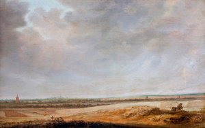 "" Paysage aux champs de maize "" (कॉर्नफील्ड के साथ लैंडस्केप) सॉलोमन जैकब्स वैन रुइसडेल द्वारा पेंटिंग (1600 / 3-1670) - 1638 - लकड़ी पर तेल मंद 33.5x52.5 सेमी हॉलविल्स्का म्यूसेट, स्टॉकहोम द्वारा सॉलोमन वैन रुइसेडेल या रुइसडेल