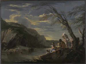 स्नानागार के साथ लैंडस्केप, c.1660 द्वारा निस्तारण रोजा