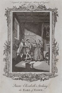 क्वीन एलिजाबेथ स्ट्राइकिंग द अर्ल ऑफ एसेक्स (उत्कीर्णन) द्वारा शमूएल (बाद) व्हेल