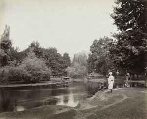 Dhul Canal below Chunar Bagh, Kashmir, c. 1865 (albumen silver print)