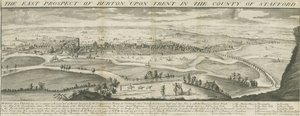 बर्टन-अपॉन-ट्रेंट ब्रिज और टाउन: उत्कीर्णन, एन डी [1696-1779] (प्रिंट) द्वारा शमूएल बक