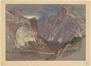 हाफ डोम और रॉयल आर्चेस, योसेमाइट, ग्लेशियर पॉइंट (ग्रे पेपर पर w - c & gouache) से द्वारा सैमुअल कॉलमैन