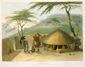 एक बोश-वन्नाह हट, &39;अफ्रीकी दृश्यों और जानवरों&39; से प्लेट 7, कलाकार द्वारा उत्कीर्ण, 1804 (जलीय) द्वारा सैमुअल डेनियल