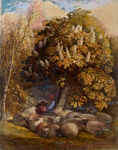 घोड़े के शाहबलूत के पेड़ के साथ देहाती, c1830-1831 द्वारा सैमुअल पामर