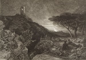 लोनली टॉवर, 1879 (नक़्क़ाशी) द्वारा सैमुअल पामर