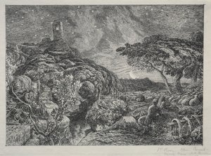 लोनली टॉवर, 1879। द्वारा सैमुअल पामर