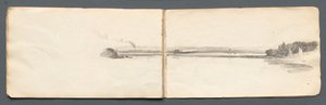 स्केचबुक: सेलबोट्स के साथ लैंडस्केप, 1814। द्वारा सैमुअल प्राउट
