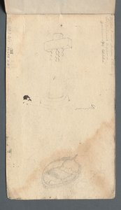स्केचबुक: बैक कवर पर क्रॉस और रौबोट का अध्ययन, 1814। द्वारा सैमुअल प्राउट