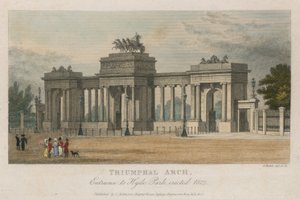 ट्रम्पहाल आर्क, लंदन के हाइड पार्क कॉर्नर के प्रवेश द्वार, 1827 में बनाया गया द्वारा सैमुअल रावल