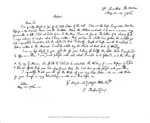 सैमुअल रिचर्डसन का एक पत्र डॉ स्मोलटेट, 1756, 1840 द्वारा सैमुअल रिचर्डसन