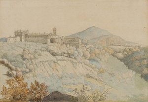 Grotta Ferrata का कान्वेंट, प्राचीन टस्कुलम, इटली, c.1805 (कागज पर पेंसिल और wc)