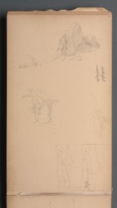 स्केचबुक, पृष्ठ 09: पर्वतों और चट्टानों, 1859। द्वारा सैनफोर्ड रॉबिन्सन गिफोर्ड
