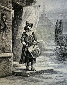 प्यूरिटन की चर्च की घंटी एक ड्रमर (लिथो) थी द्वारा स्कूल अमेरिकी