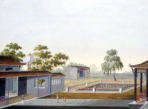 वाल्ड गार्डन, c.1820-40 (कागज पर पानी के रंग का) द्वारा स्कूल चीनी