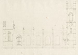 बर्टन-ऑन-ट्रेंट - होली ट्रिनिटी चर्च: ड्राइंग, एन डी [?1820s] (ड्राइंग) द्वारा स्कूल की अंग्रेजी