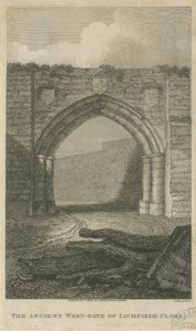 लिचफील्ड - प्राचीन पश्चिम गेट ऑफ द क्लोज: एनग्रेविंग, एन डी [सी १८०५] (प्रिंट) द्वारा स्कूल की अंग्रेजी