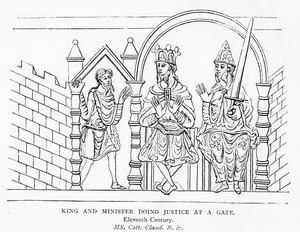 एमएस कॉट। क्लाड बी IV राजा और मंत्री एक द्वार पर न्याय कर रहे हैं द्वारा स्कूल की अंग्रेजी