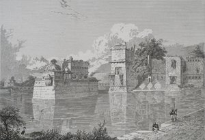 रानी भीम और पुदमुंडी का महल चीतोर में (चित्तोर, उदयपुर राज्य) (उत्कीर्णन) द्वारा स्कूल की अंग्रेजी