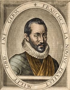 फ्रांसीसी राजनीतिक और सैन्य भाषणों के लेखक फ्रेंकोइस डी ला नोए (1531-1591) का पोर्ट्रेट - फ्रांकोइस डे ला नोए जिसे ब्रास-डी-फेर (आयरन आर्म) कहा जाता है द्वारा स्कूल फ्रेंच