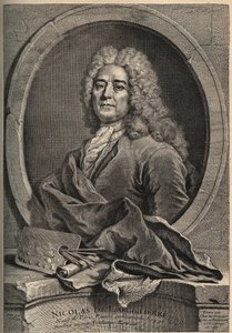 निकोलस डी लार्गिलियरे (लार्गिलियर) (1656-1746) का पोर्ट्रेट फ्रांसीसी चित्रकार ड्यूपिस द्वारा गूउसलेन द्वारा पेंटिंग के बाद उत्कीर्ण द्वारा स्कूल फ्रेंच
