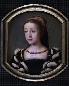 फ्रांस की रेनी (1510-1575), डचेस ऑफ चार्ट्रेस और मॉन्टर्गिस फिर फेरारा, लुई XII की छोटी बेटी और ब्रिटनी की ऐनी। एम. जुइल्यू द्वारा कॉपी द्वारा स्कूल फ्रेंच