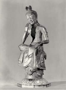 ध्यान मुद्रा में बैठे बोधिसत्व, c.645-794 (गिल्ट कांस्य) (b/w फोटो) द्वारा जापानी स्कूल
