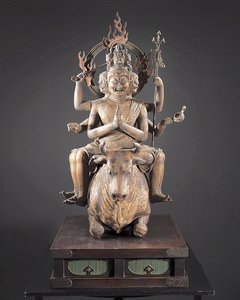 दाइतोकू मायू, कामाकुरा अवधि, सी। १५१- ९९ (लकड़ी, धातु, सोने की पत्ती और रंगद्रव्य) द्वारा जापानी स्कूल