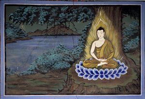 बुद्ध ध्यान: योंगजू मंदिर, सुवन क्षेत्र, कोरिया में फ्रेस्को द्वारा स्कूल कोरियाई
