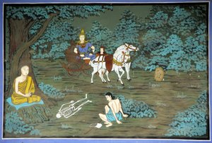 ध्यान और कंकाल में बुद्ध। योंगजू मंदिर, सुवन क्षेत्र, कोरिया में फ्रेस्को। द्वारा स्कूल कोरियाई