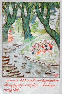 महाजनक जातक। (उत्कीर्णन, सीए। 1910) द्वारा स्कूल लाओटियान