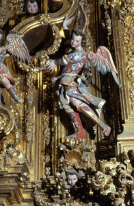 Churrigueresque सजावट का विवरण (चित्रित प्लास्टर) द्वारा स्कूल मैक्सिकन